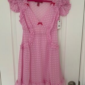 NWT Pink Ruffled Intimate Wear with Polka Dots